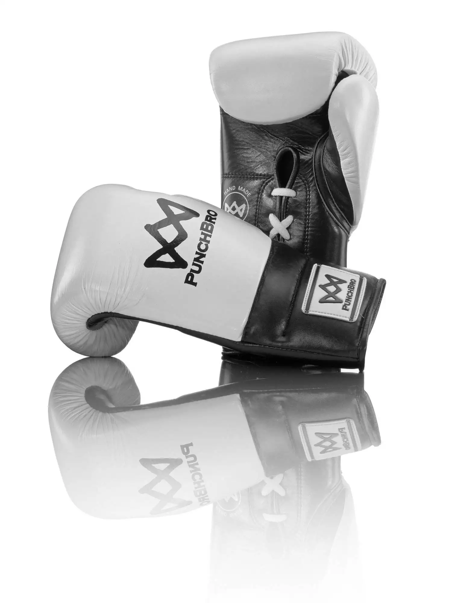 Boxhandschuhe_Schnur_black_weiß_paar (2) PunchBro - StrikeLace SEKI - Boxhandschuhe – Bild 1